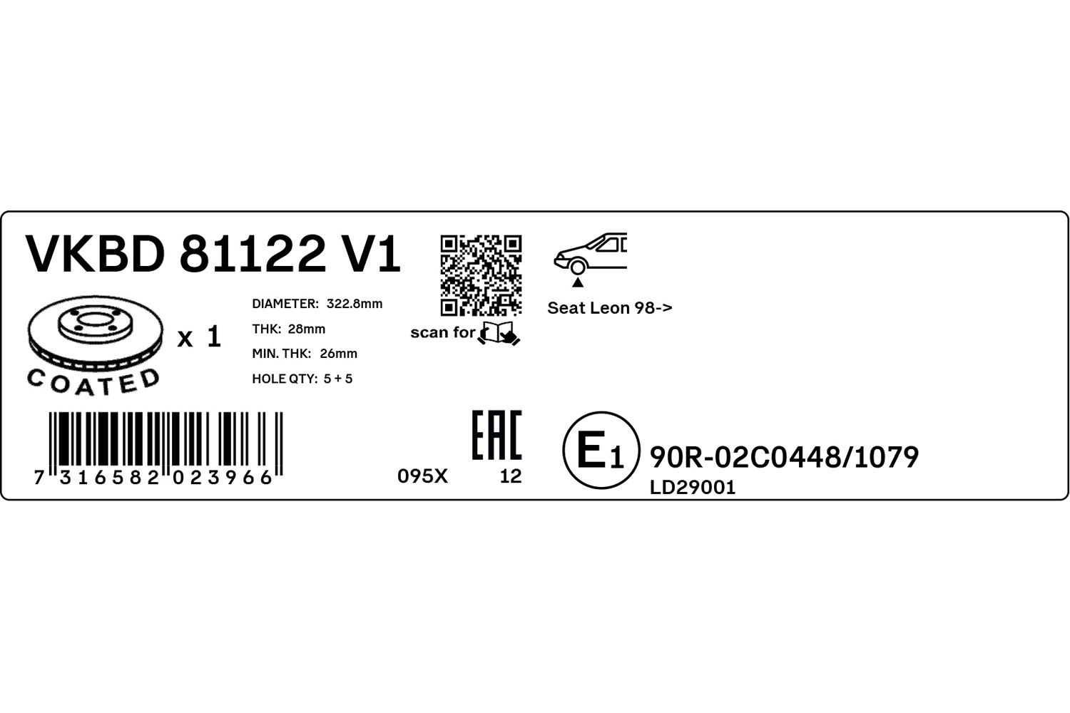 Ilustracja VKBD 81122 V1 SKF tarcza hamulcowa