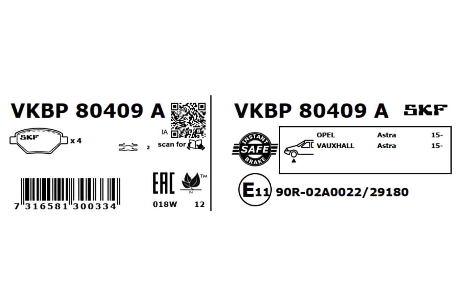 Ilustracja VKBP 80409 A SKF klocki hamulcowe