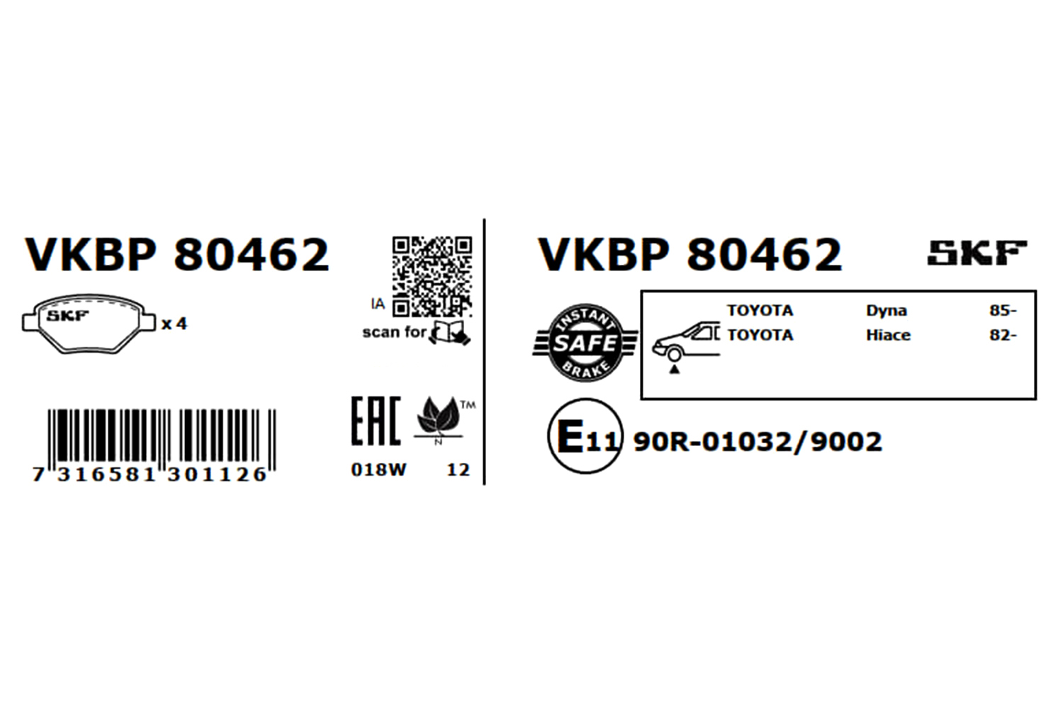 Ilustracja VKBP 80462 SKF klocki hamulcowe