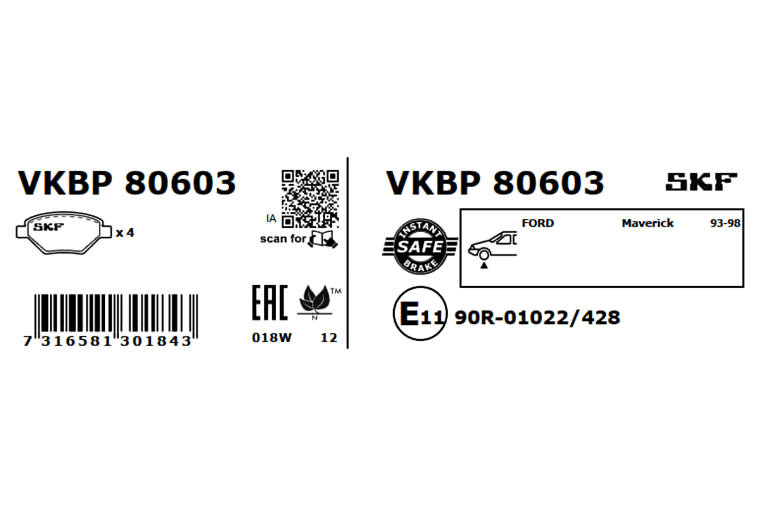 Ilustracja VKBP 80603 SKF klocki hamulcowe