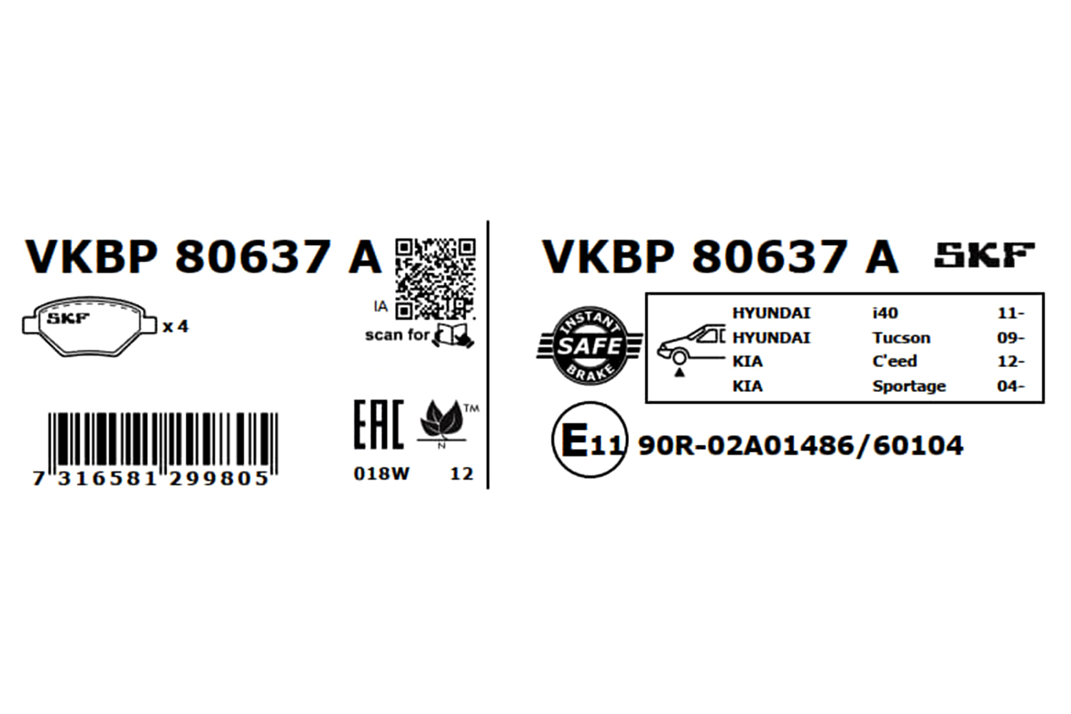 Ilustracja VKBP 80637 A SKF klocki hamulcowe