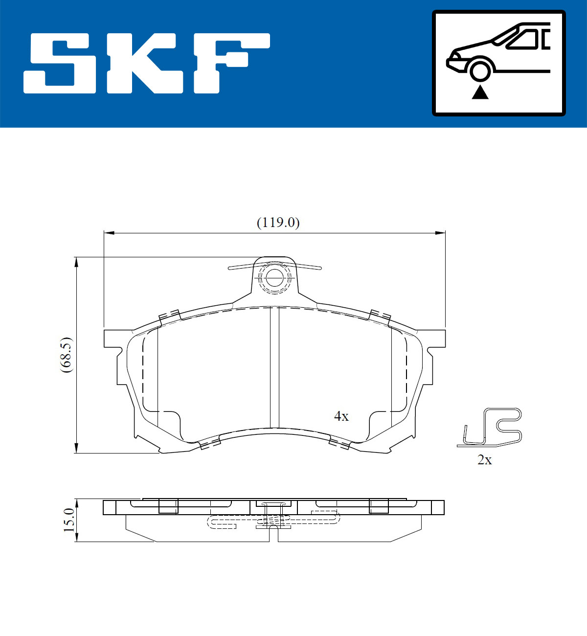 Ilustracja VKBP 80780 E SKF klocki hamulcowe