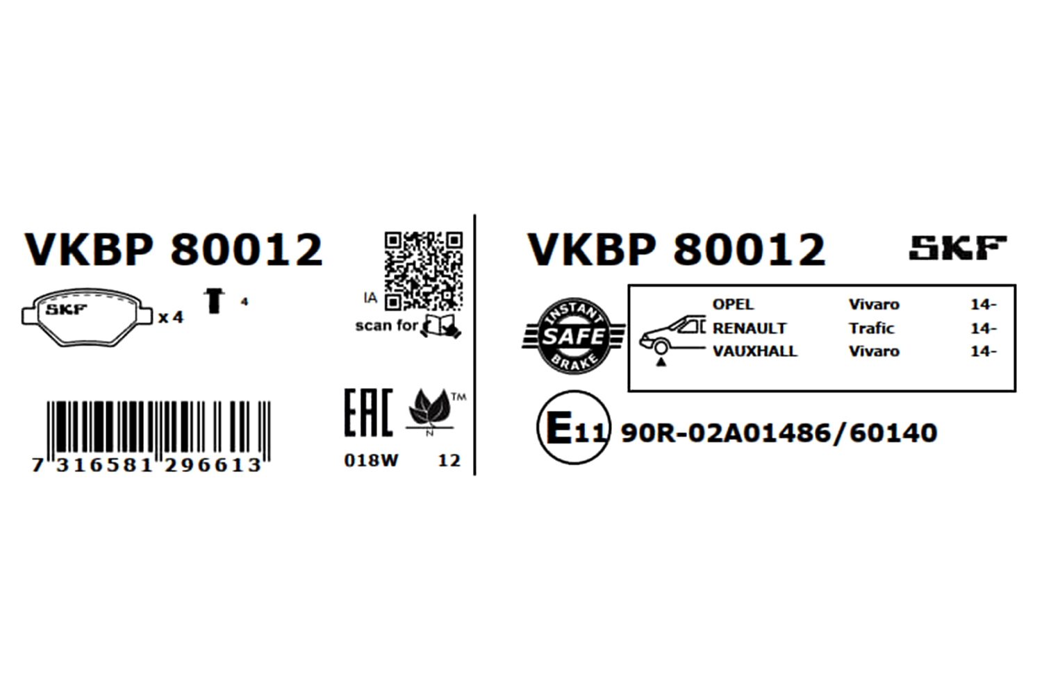 Ilustracja VKBP 80012 SKF klocki hamulcowe
