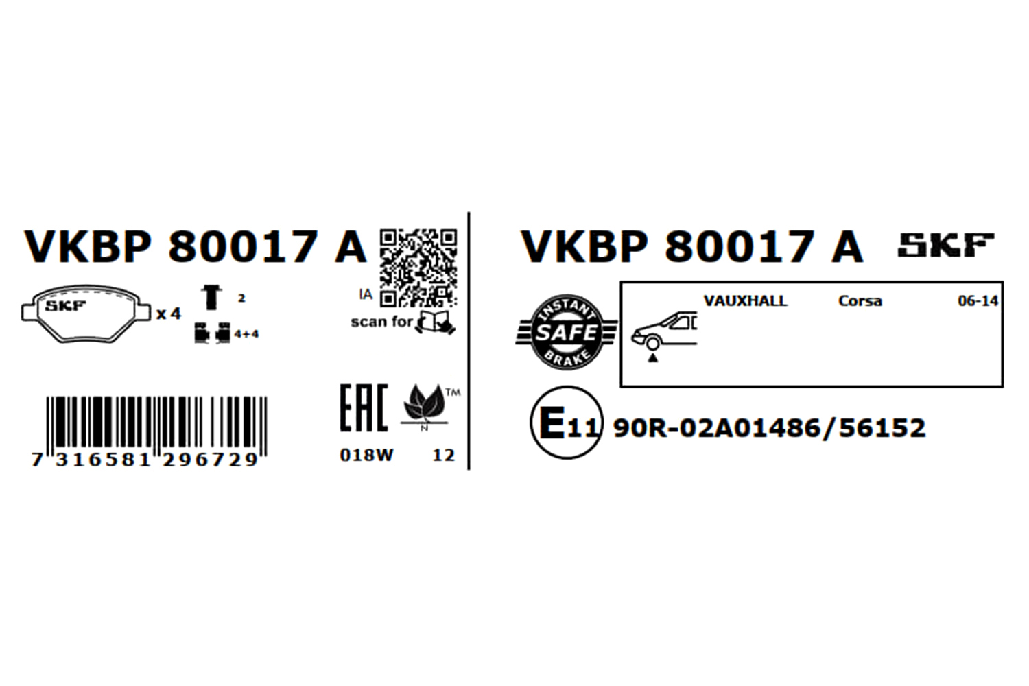 Ilustracja VKBP 80017 A SKF klocki hamulcowe