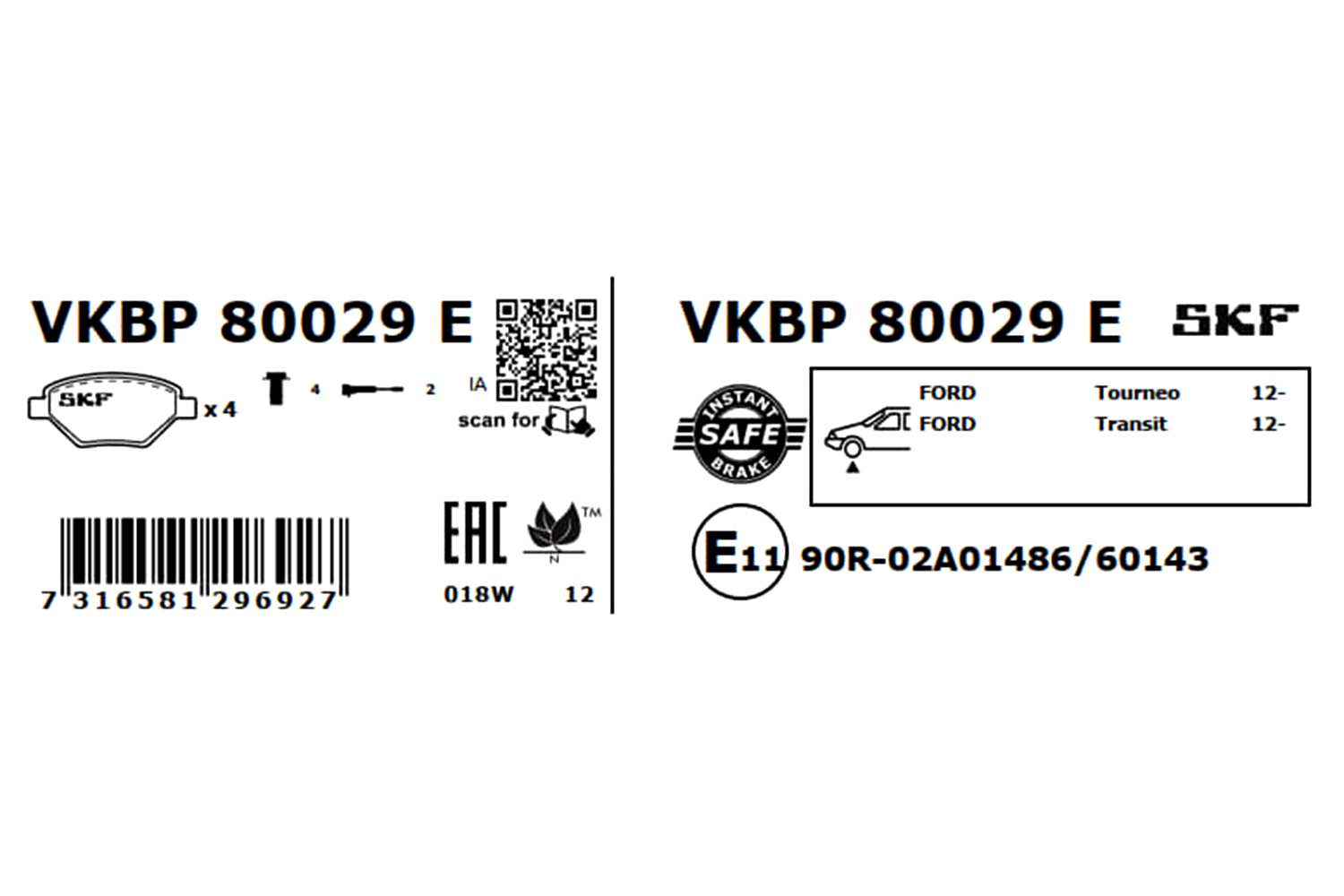 Ilustracja VKBP 80029 E SKF klocki hamulcowe