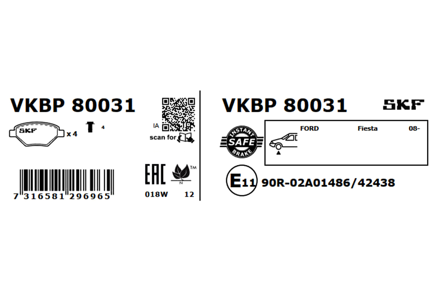 Ilustracja VKBP 80031 SKF klocki hamulcowe