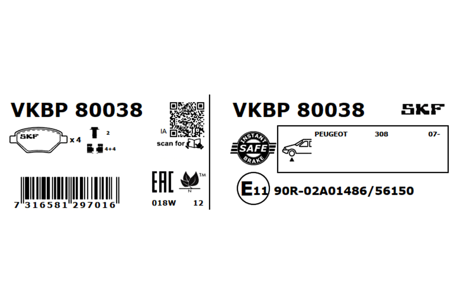 Ilustracja VKBP 80038 SKF klocki hamulcowe