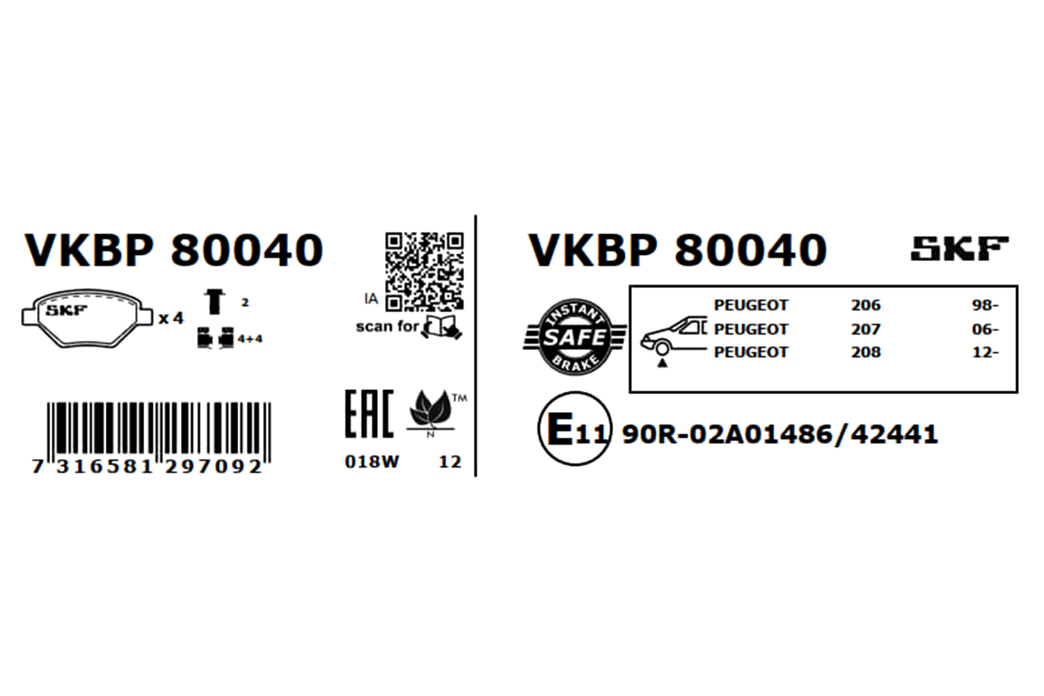 Ilustracja VKBP 80040 SKF klocki hamulcowe