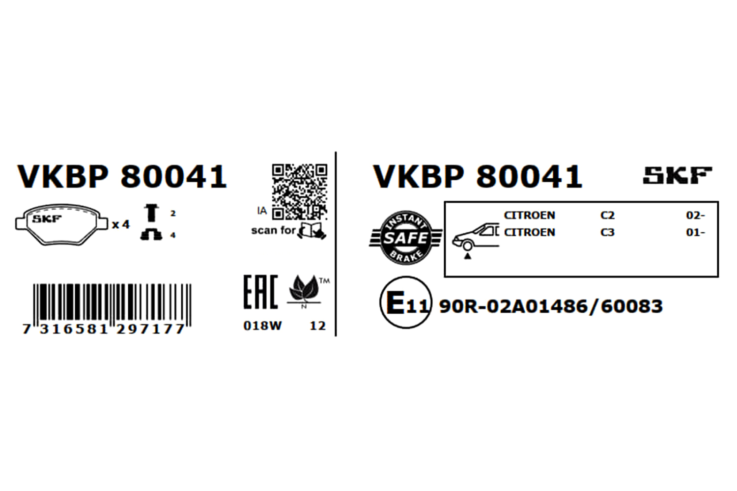 Ilustracja VKBP 80041 SKF klocki hamulcowe