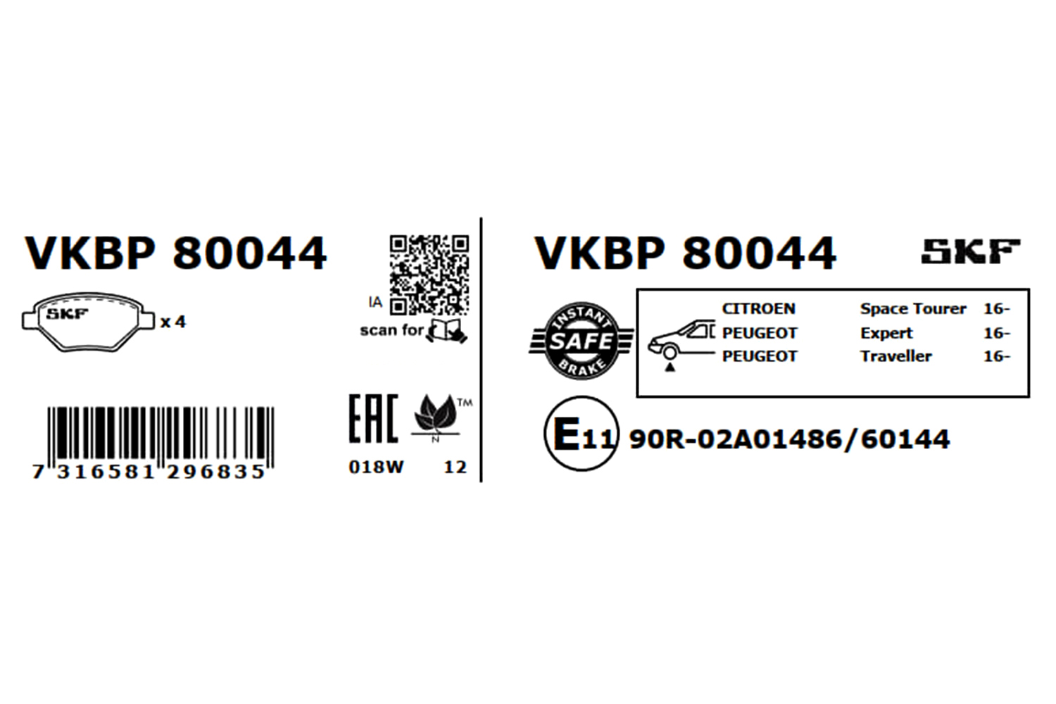 Ilustracja VKBP 80044 SKF klocki hamulcowe