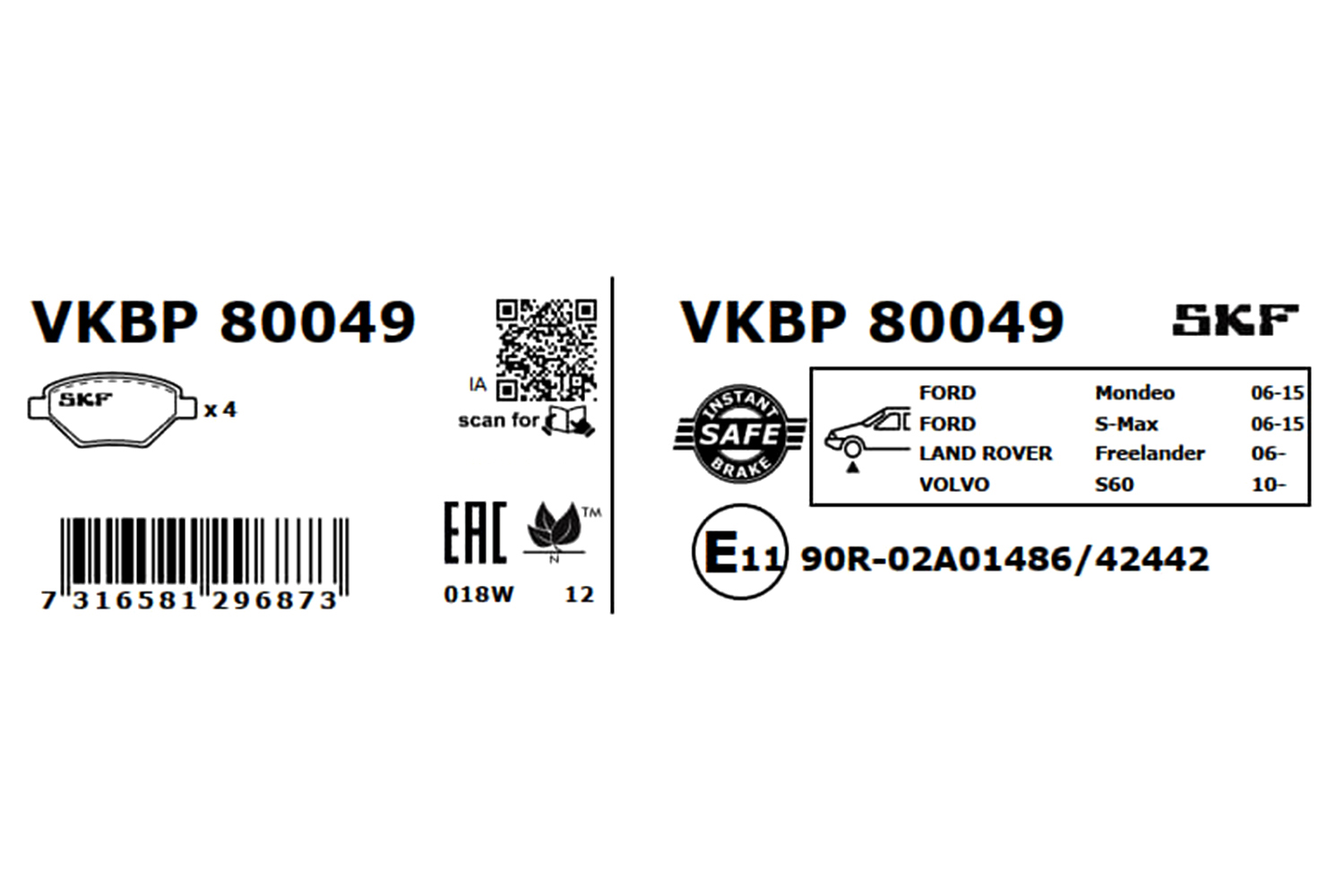 Ilustracja VKBP 80049 SKF klocki hamulcowe