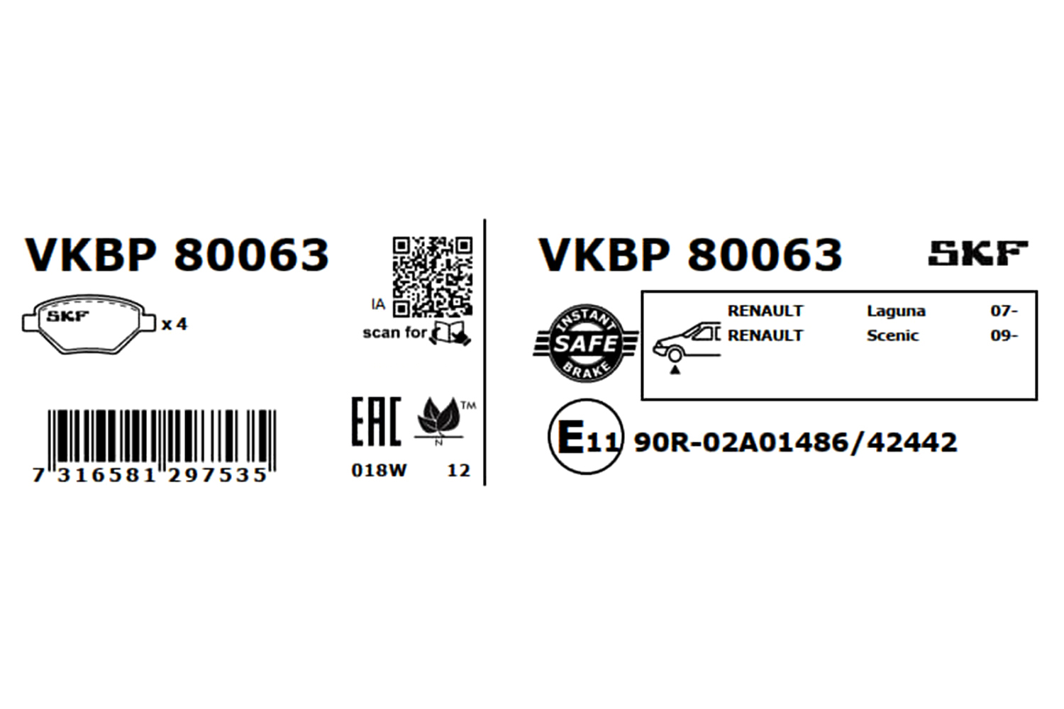 Ilustracja VKBP 80063 SKF klocki hamulcowe