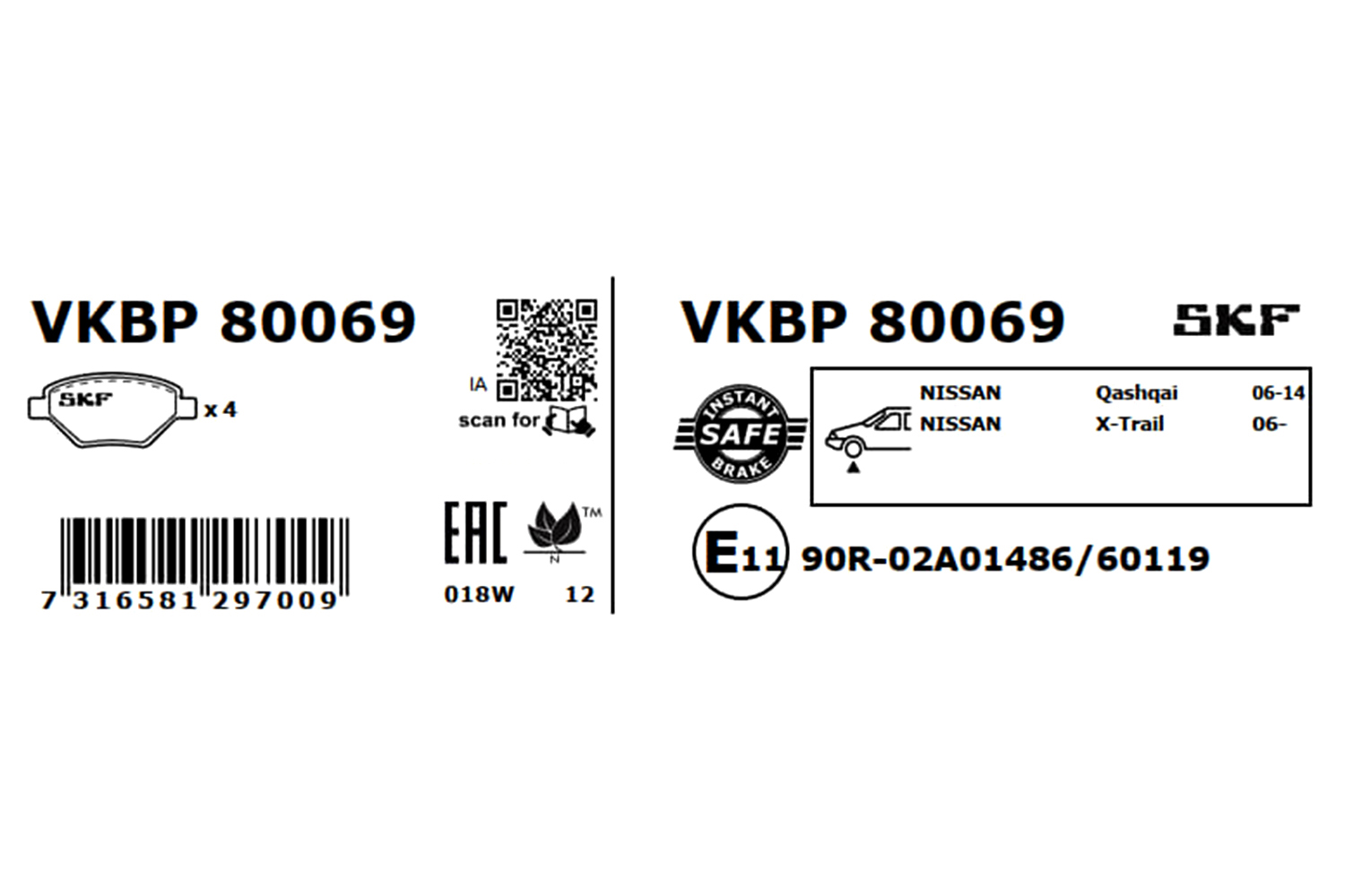 Ilustracja VKBP 80069 SKF klocki hamulcowe