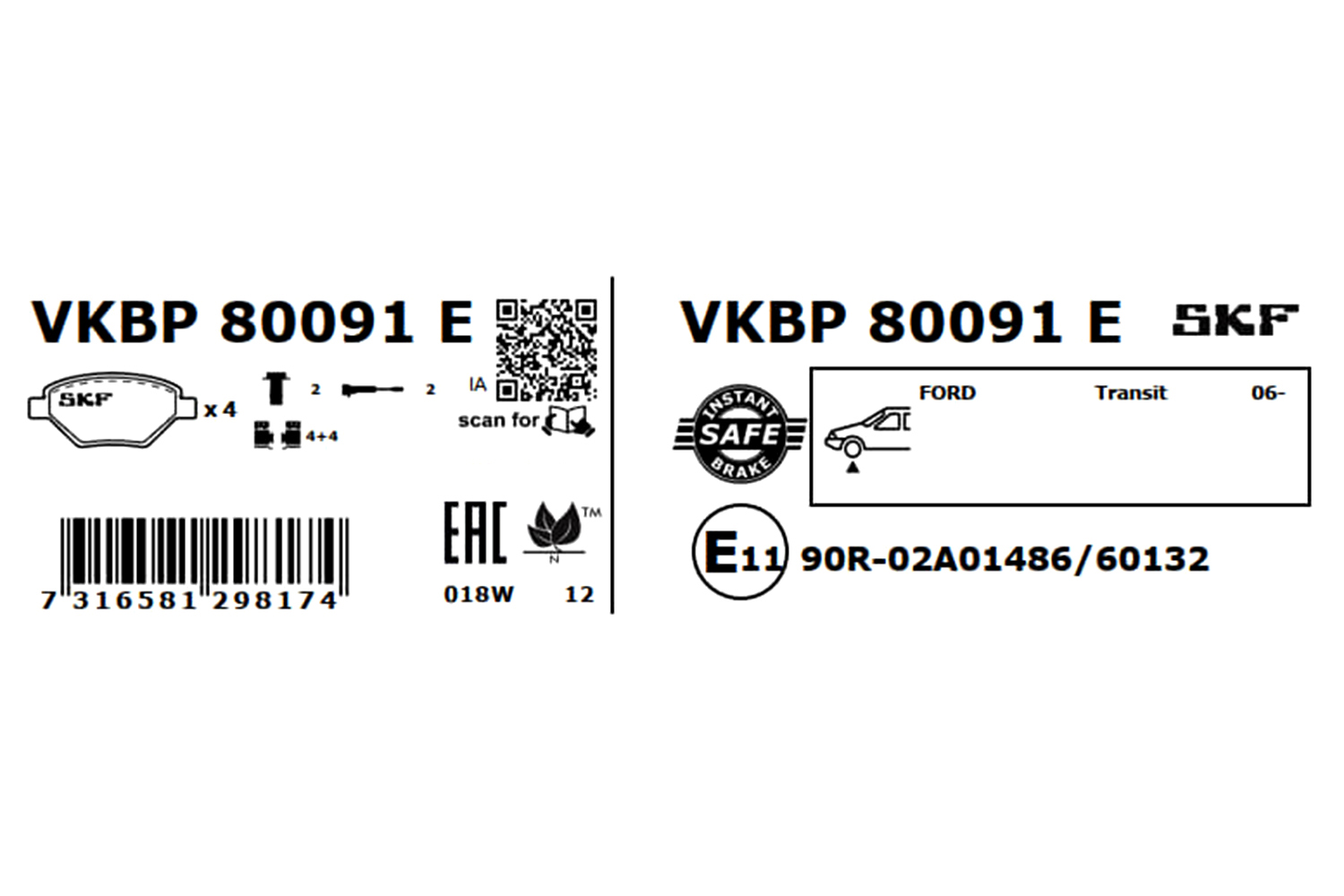 Ilustracja VKBP 80091 E SKF klocki hamulcowe
