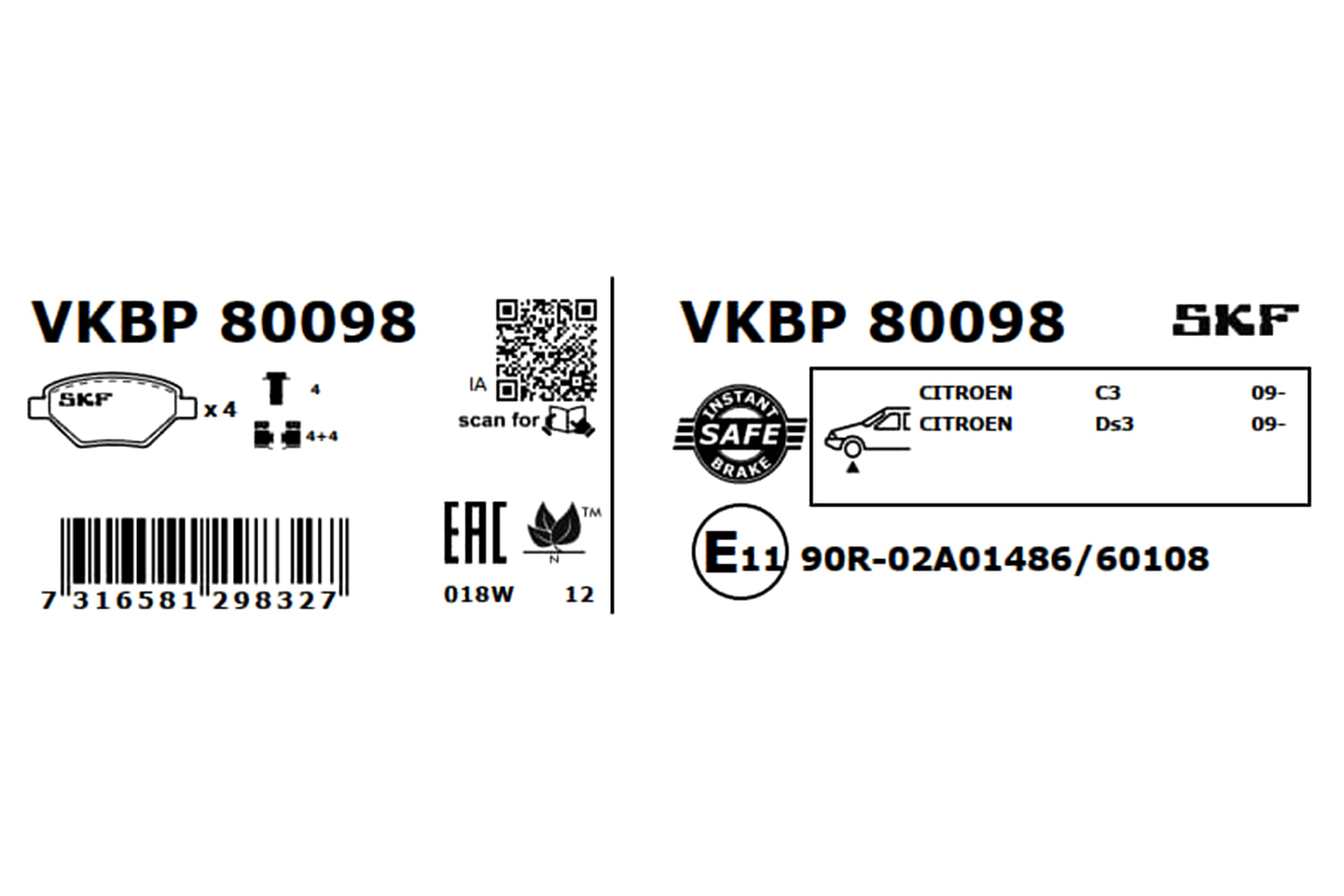 Ilustracja VKBP 80098 SKF klocki hamulcowe