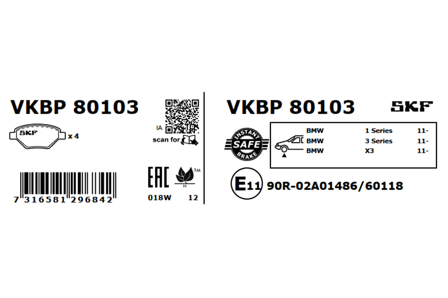 Ilustracja VKBP 80103 SKF klocki hamulcowe