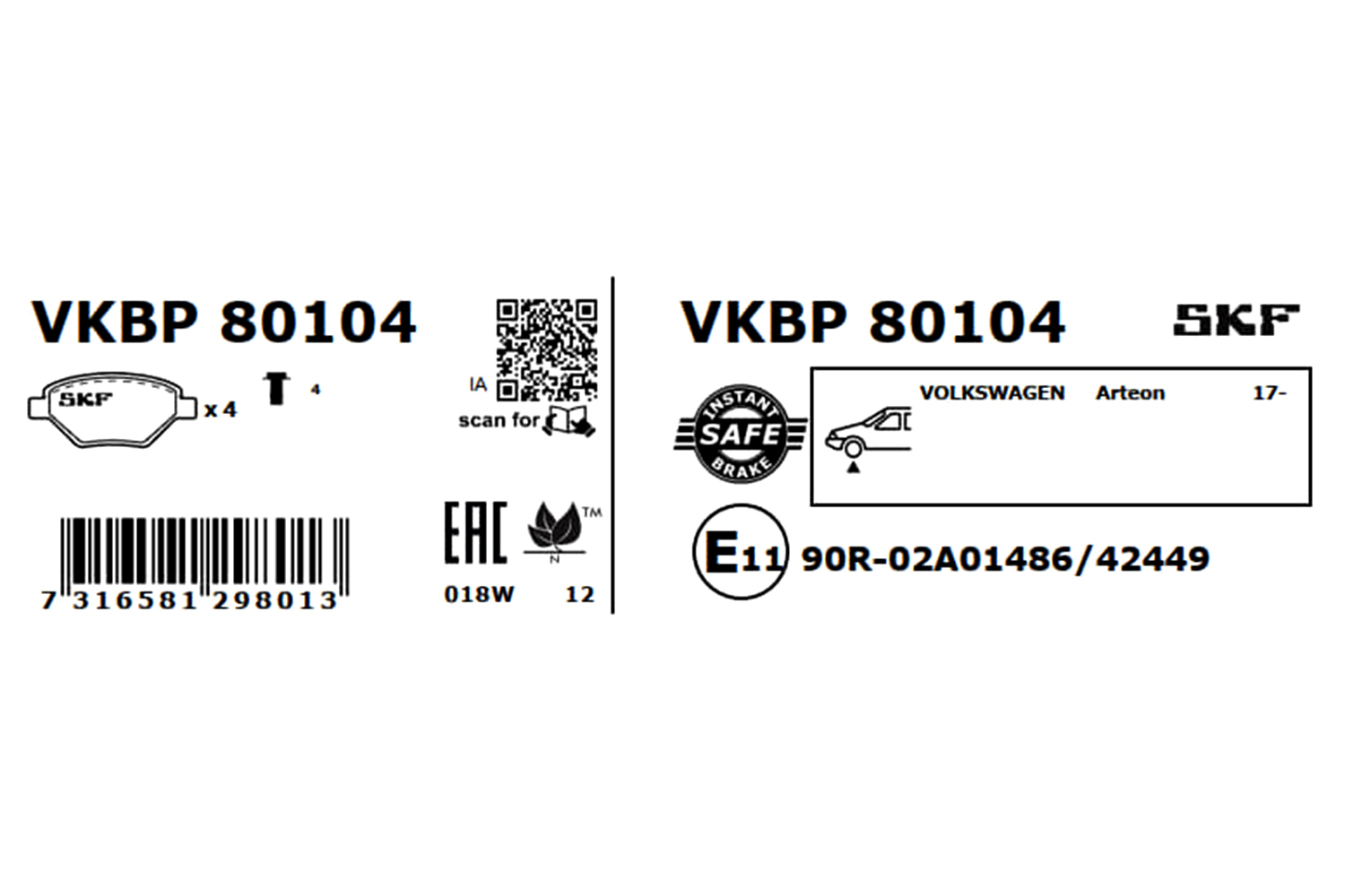 Ilustracja VKBP 80104 SKF klocki hamulcowe