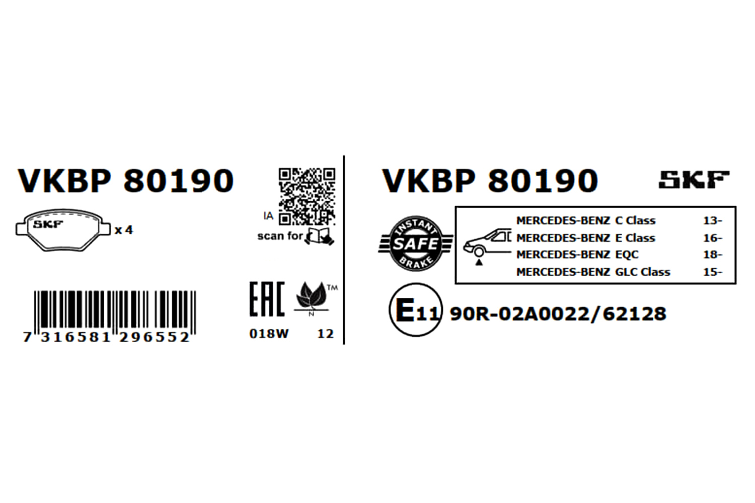 Ilustracja VKBP 80190 SKF klocki hamulcowe