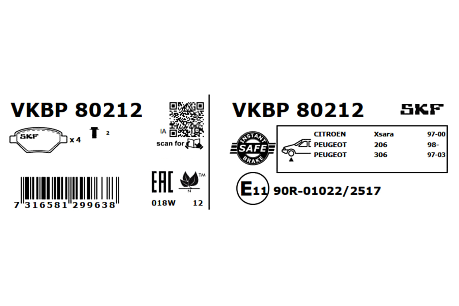Ilustracja VKBP 80212 SKF klocki hamulcowe