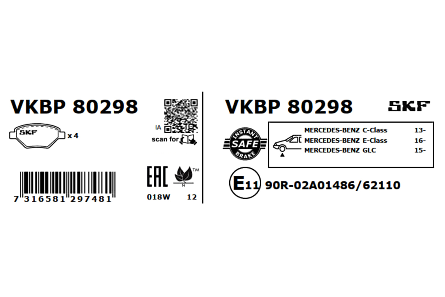 Ilustracja VKBP 80298 SKF klocki hamulcowe
