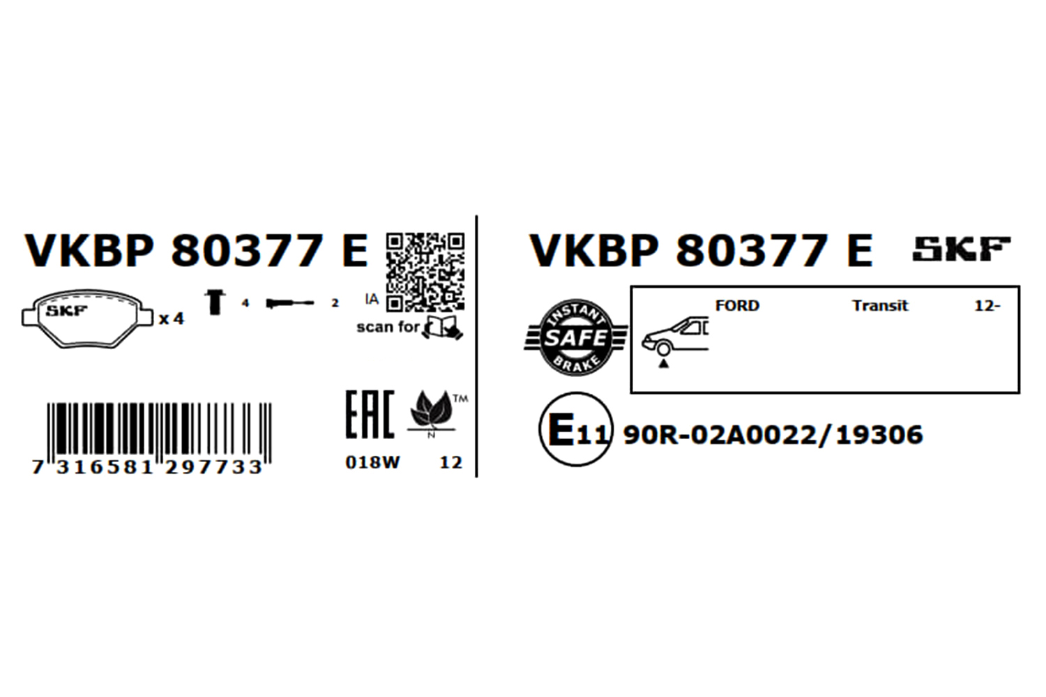 Ilustracja VKBP 80377 E SKF klocki hamulcowe