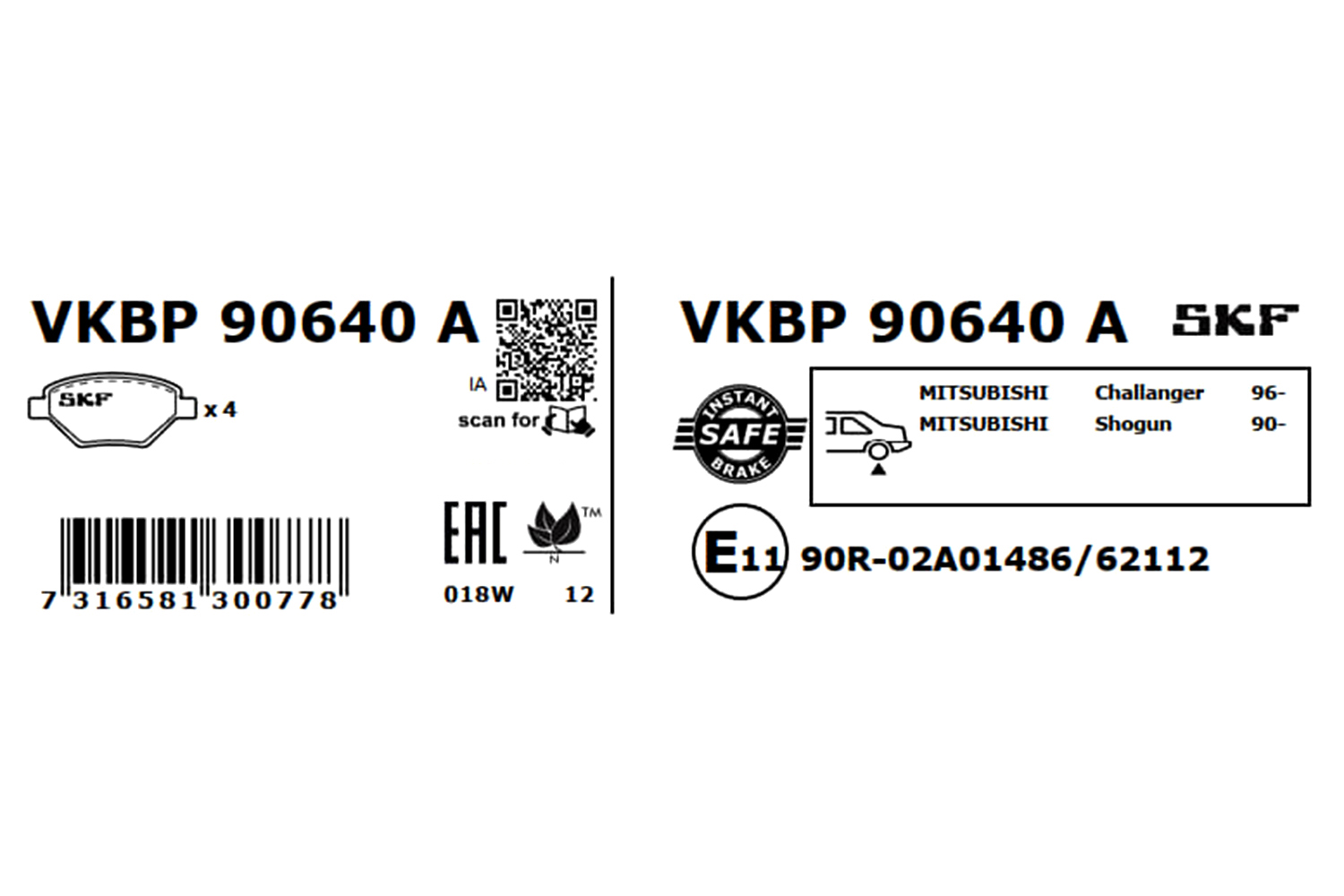 Ilustracja VKBP 90640 A SKF klocki hamulcowe