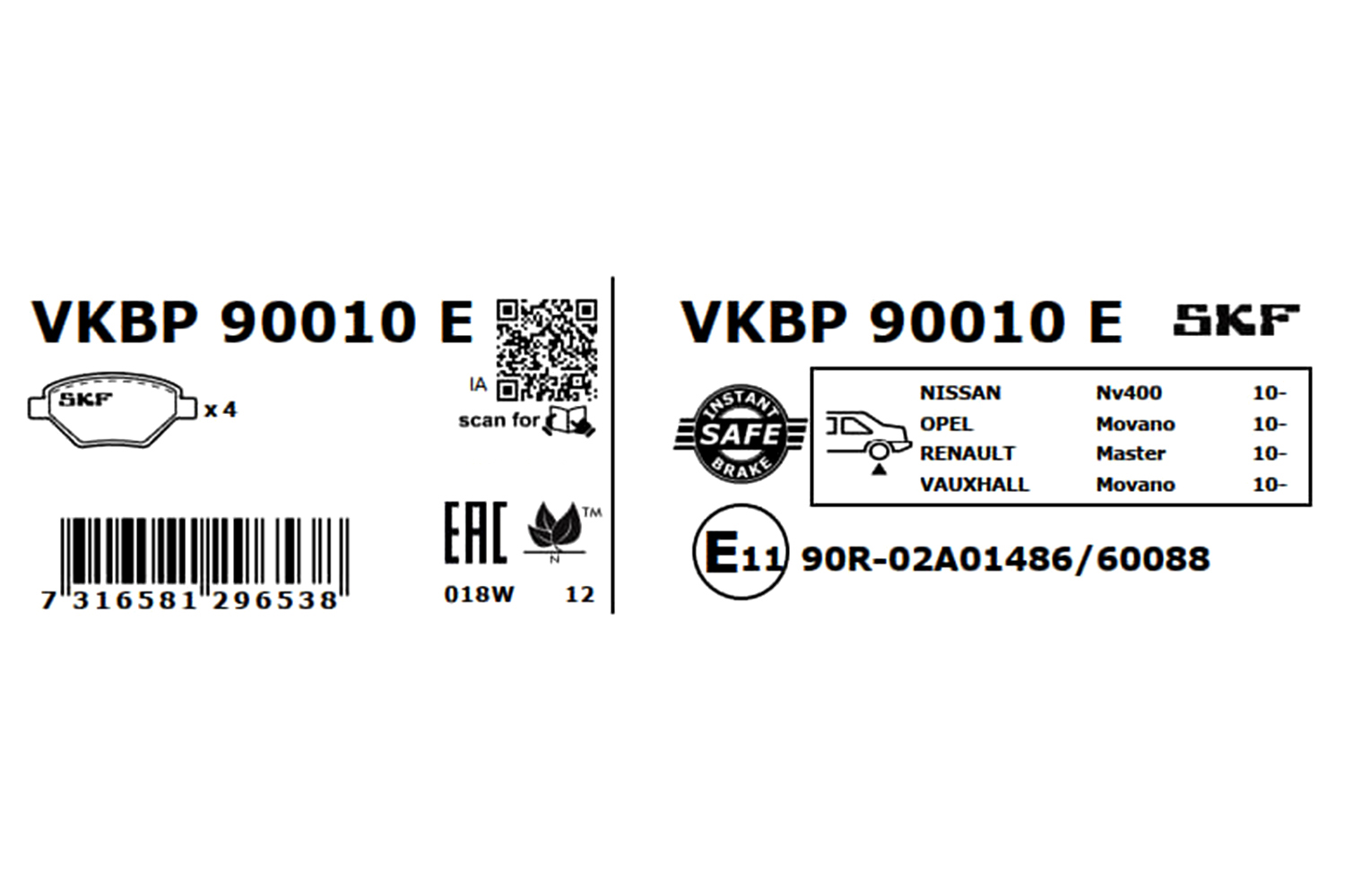 Ilustracja VKBP 90010 E SKF klocki hamulcowe