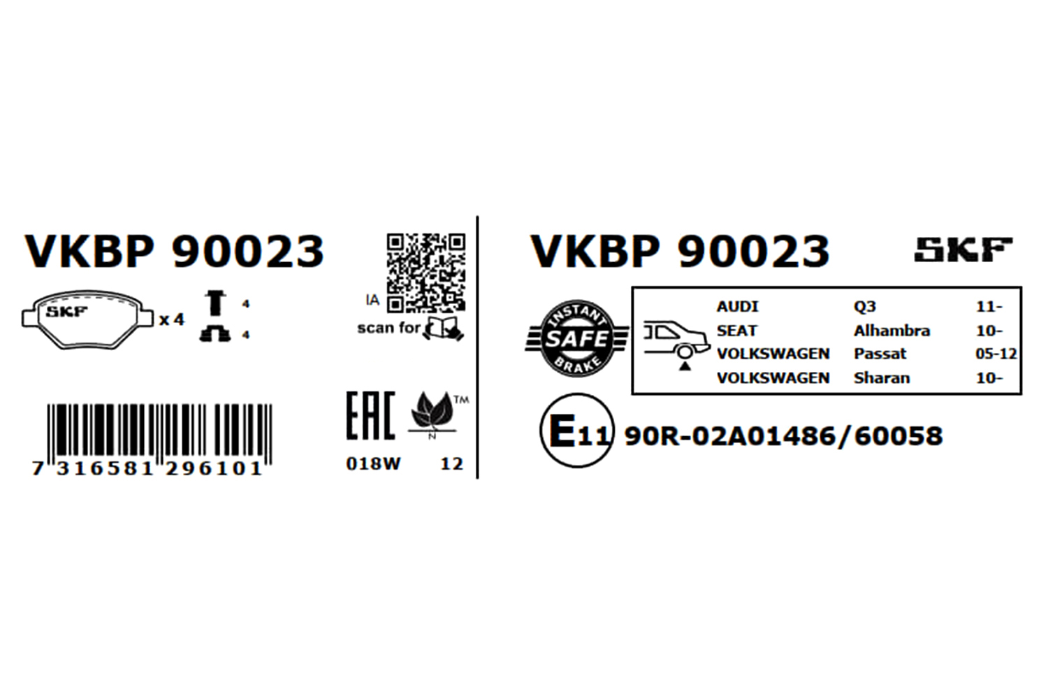 Ilustracja VKBP 90023 SKF klocki hamulcowe