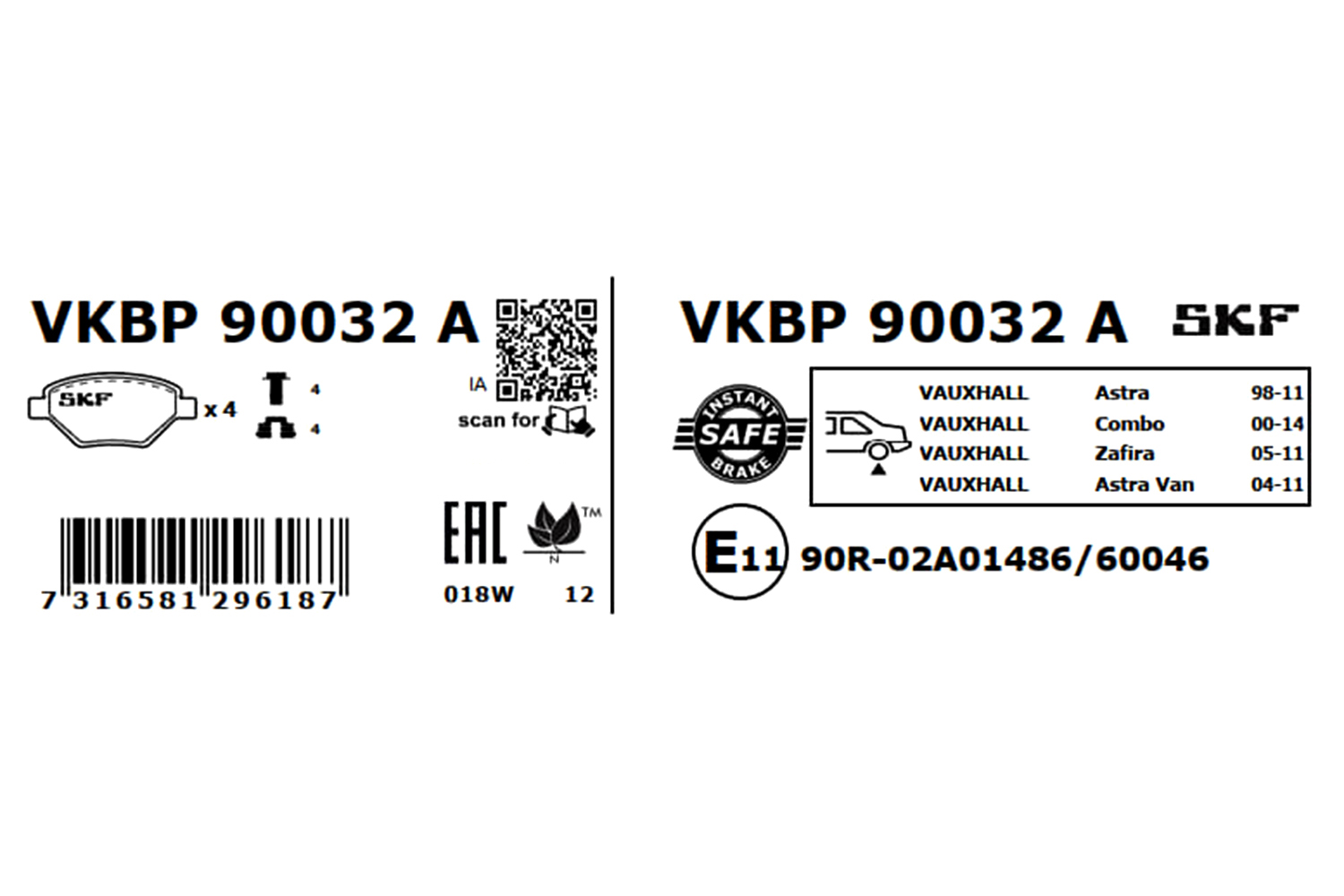 Ilustracja VKBP 90032 A SKF klocki hamulcowe