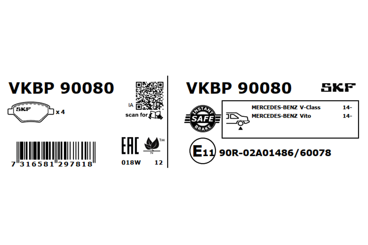 Ilustracja VKBP 90080 SKF klocki hamulcowe