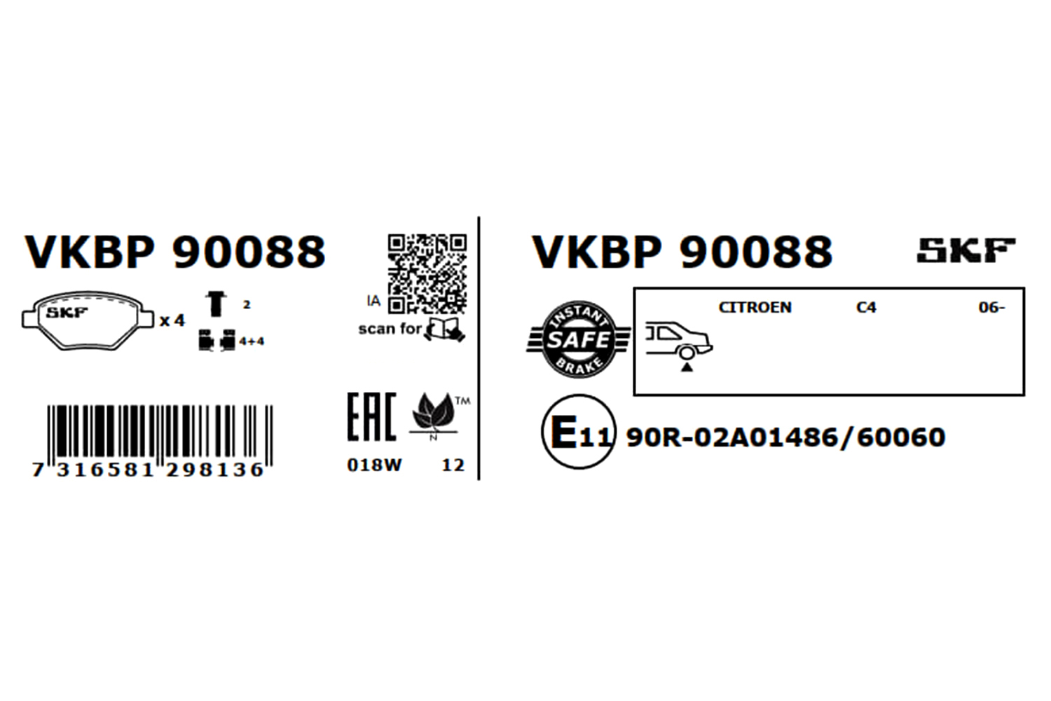 Ilustracja VKBP 90088 SKF klocki hamulcowe
