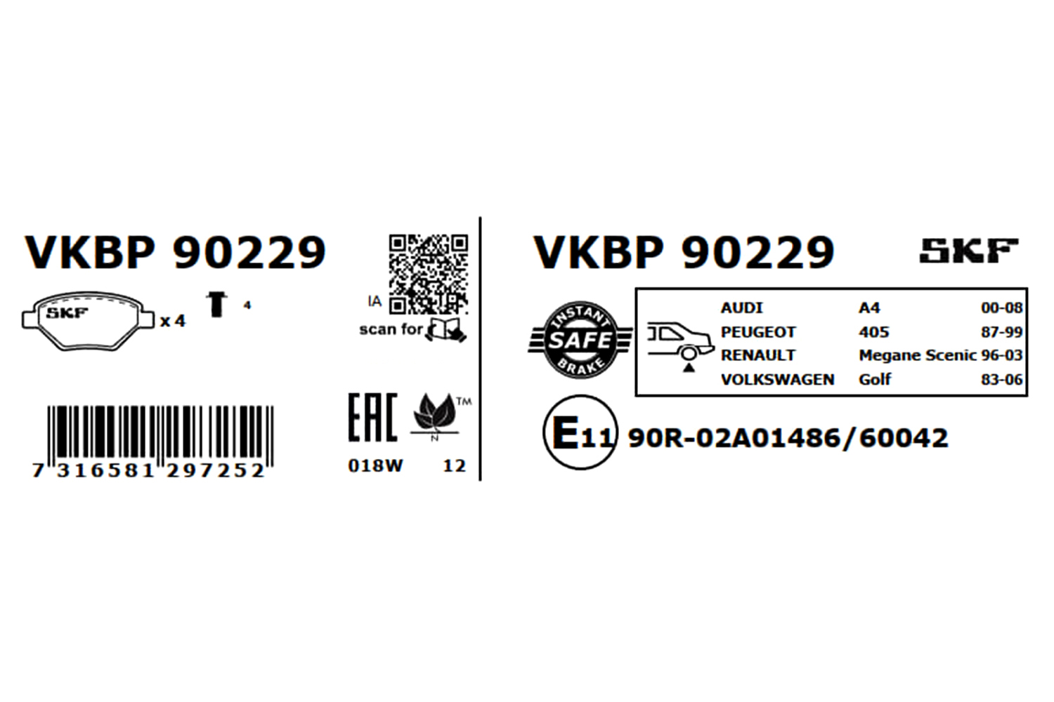 Ilustracja VKBP 90229 SKF klocki hamulcowe