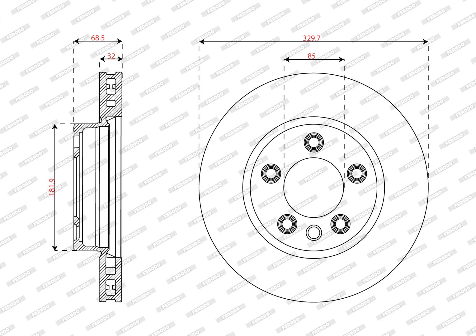 Ilustracja DDF1591RC-1 FERODO tarcza hamulcowa