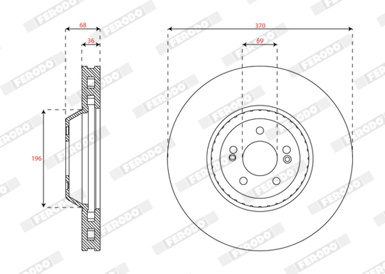 Ilustracja DDF2521C-1 FERODO tarcza hamulcowa