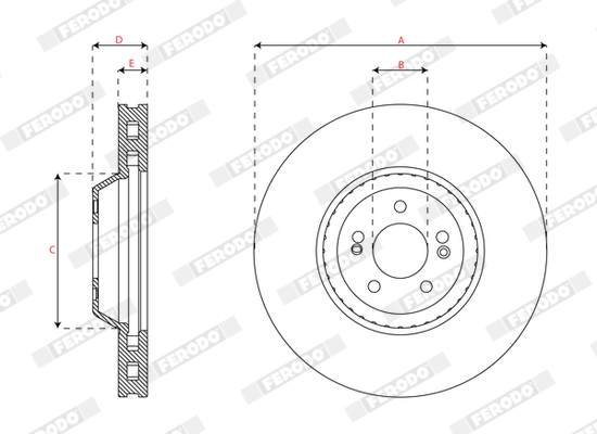 Ilustracja DDF2521C-1 FERODO tarcza hamulcowa