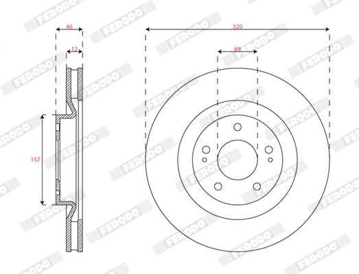 Ilustracja DDF2805C FERODO tarcza hamulcowa