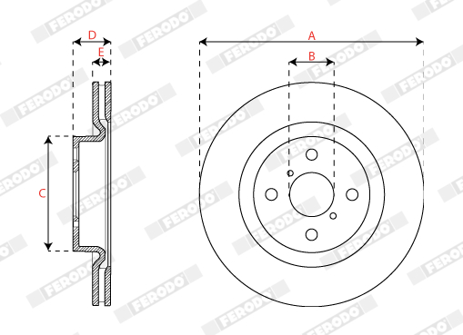 Ilustracja DDF2851C FERODO tarcza hamulcowa