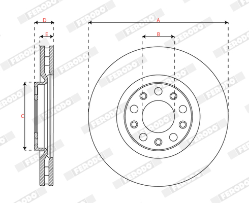 Ilustracja DDF2882C FERODO tarcza hamulcowa