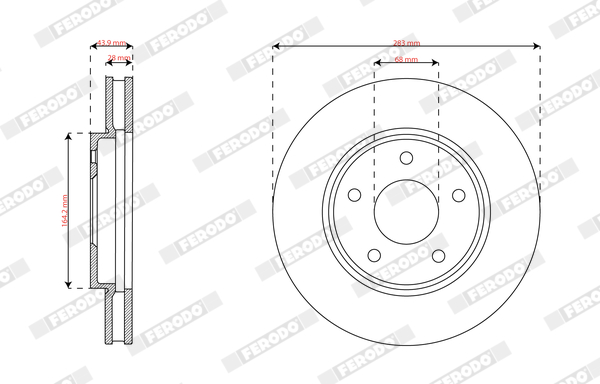 Ilustracja DDF2908C FERODO tarcza hamulcowa