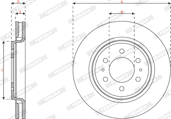 Ilustracja DDF2363C-1 FERODO tarcza hamulcowa