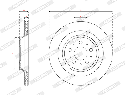 Ilustracja DDF3016C-1 FERODO tarcza hamulcowa