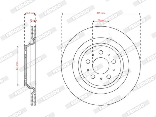 Ilustracja DDF3016C-1 FERODO tarcza hamulcowa