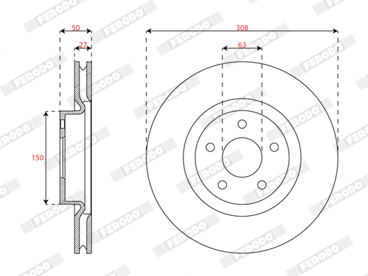 Ilustracja DDF3021C FERODO tarcza hamulcowa