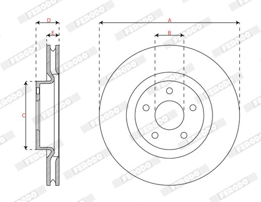 Ilustracja DDF3021C FERODO tarcza hamulcowa
