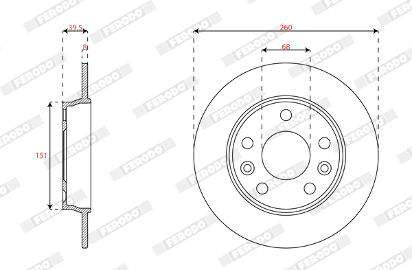 Ilustracja DDF3046C FERODO tarcza hamulcowa