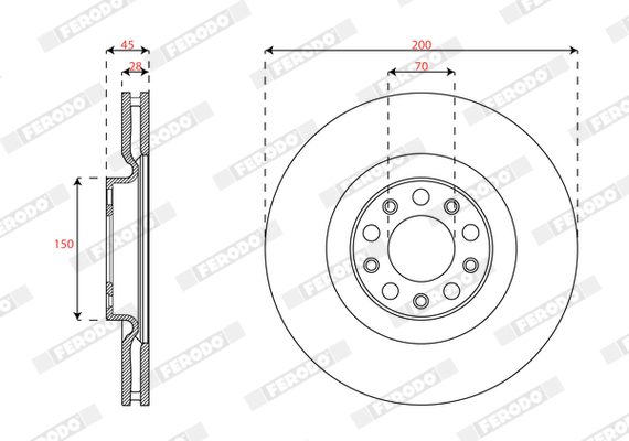 Ilustracja DDF3052C FERODO tarcza hamulcowa