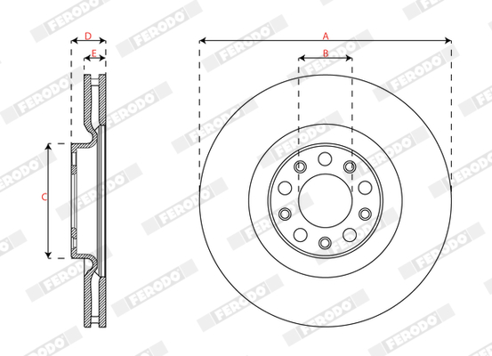 Ilustracja DDF3052C FERODO tarcza hamulcowa