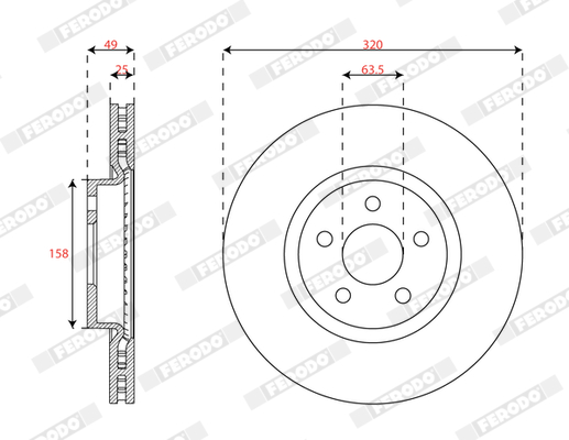 Ilustracja DDF3053C FERODO tarcza hamulcowa