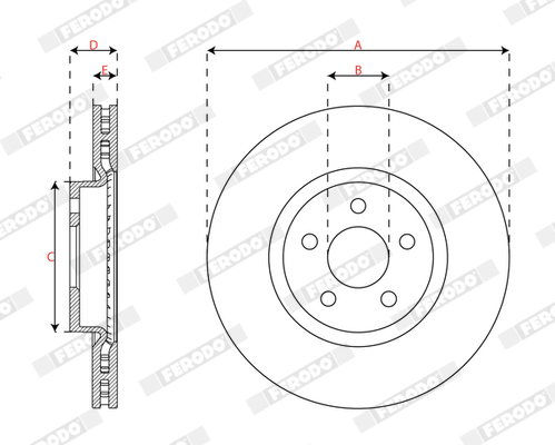 Ilustracja DDF3053C FERODO tarcza hamulcowa