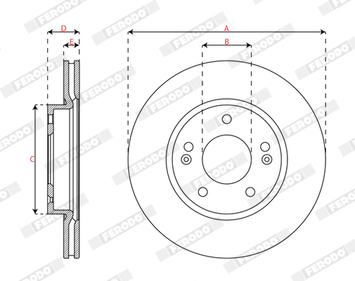Ilustracja DDF3056C FERODO tarcza hamulcowa